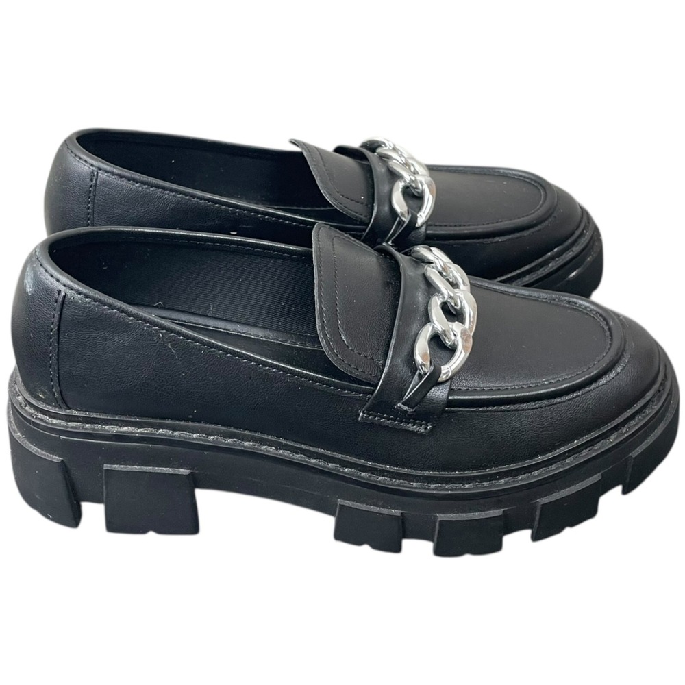 No Boundaries Lug Loafers Womens 7 Chunky Platform Y2K Goth Grunge Chain Shoes